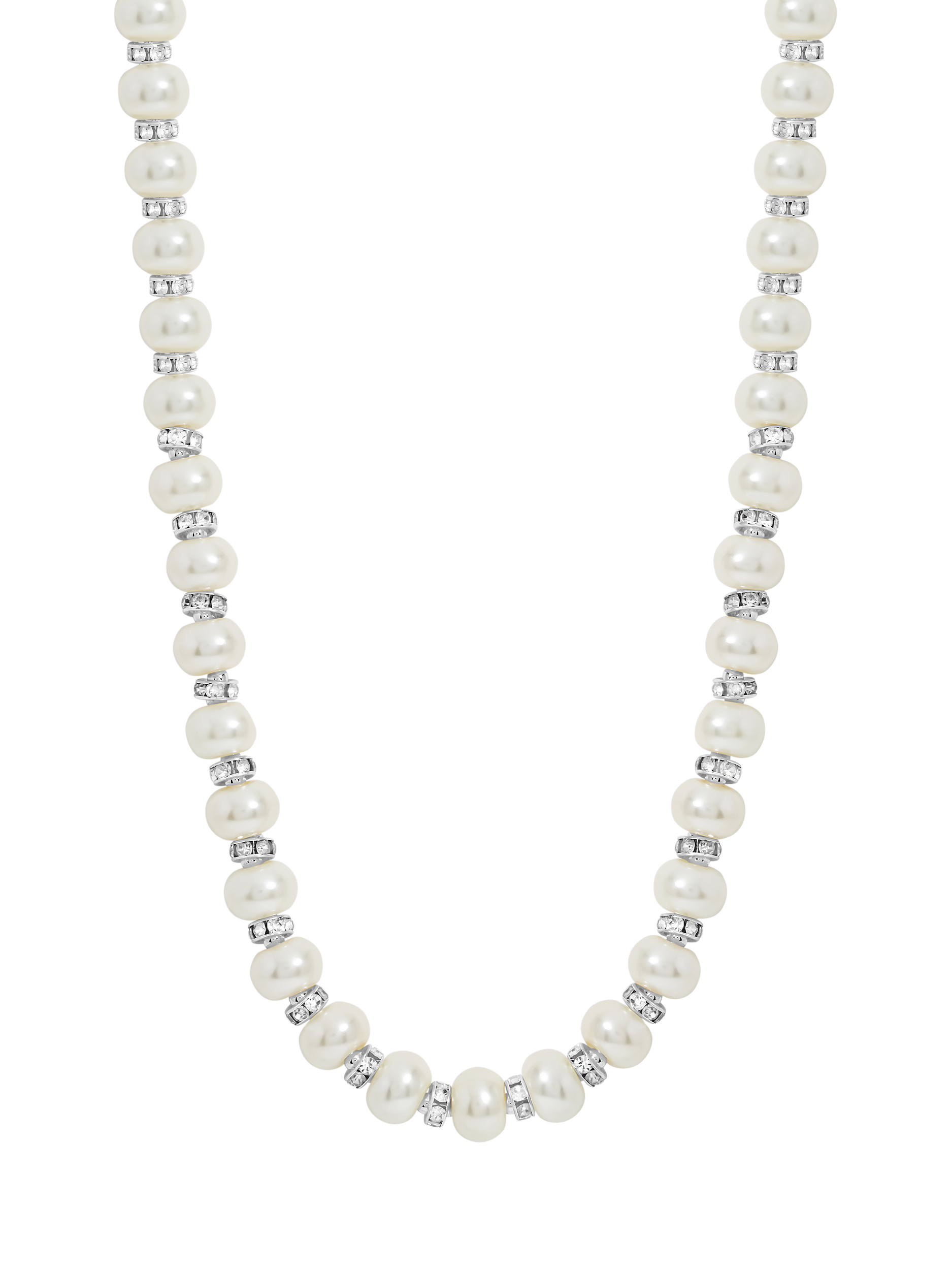 Product image 1 of 1, which shows Jon Richard Pave Pearl Necklace, Silver