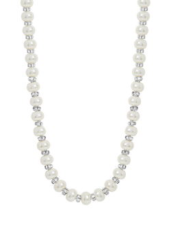 Jon Richard Pave Pearl Necklace, Silver, Silver