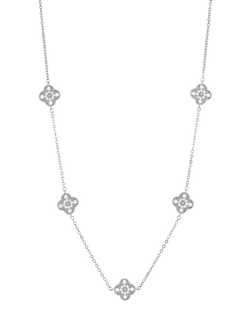 Jon Richard Pave Clover Necklace, Silver, Silver