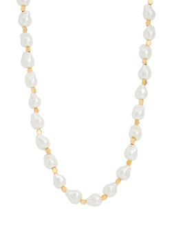 Jon Richard Pearl T-Bar Necklace, Gold, Gold