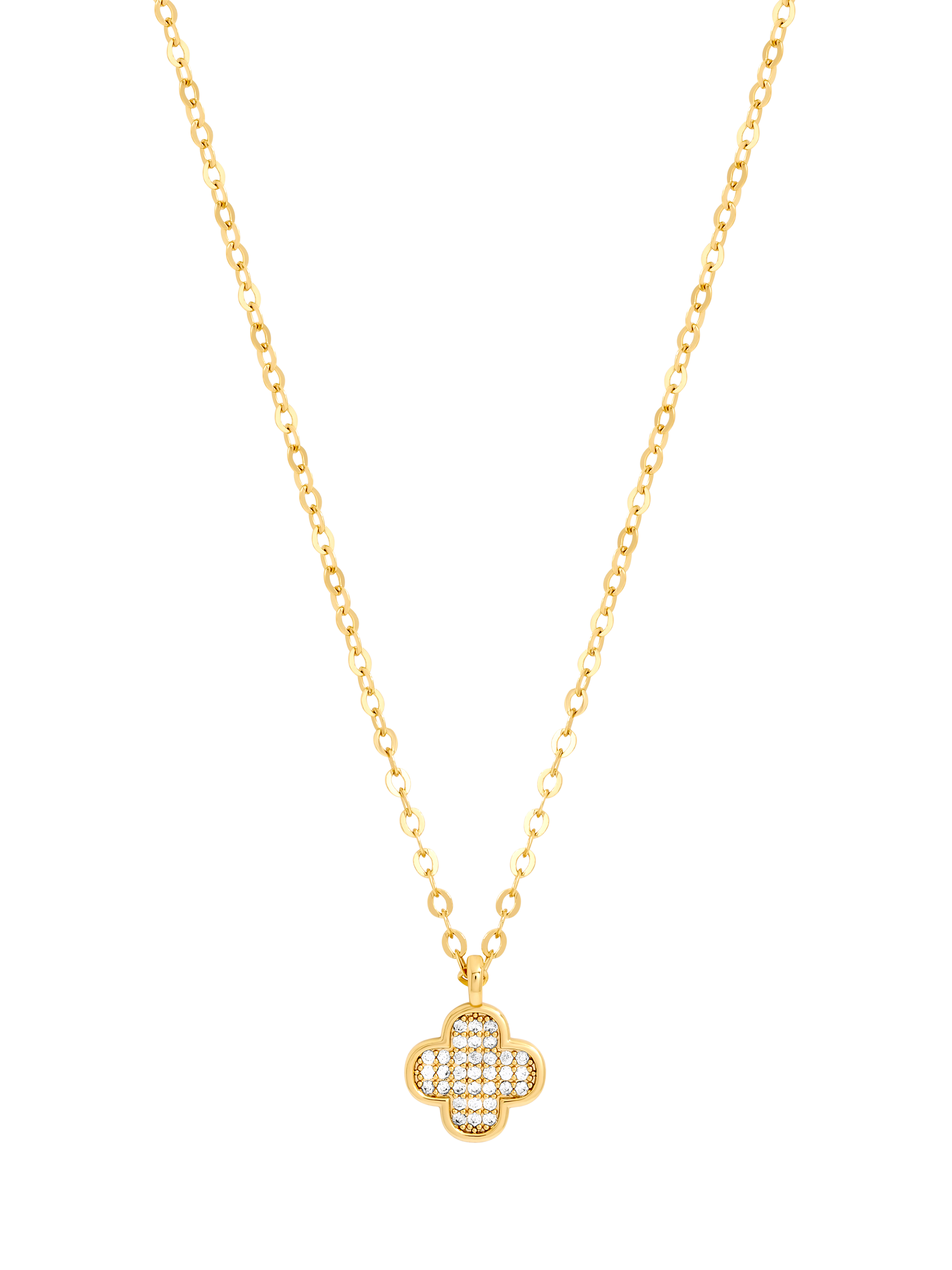 Product image 1 of 3, which shows Jon Richard Micro Pave Clover Pendant, Gold