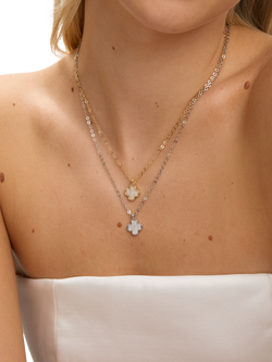 Jon Richard Micro Pave Clover Pendant, Gold - view 2, Gold