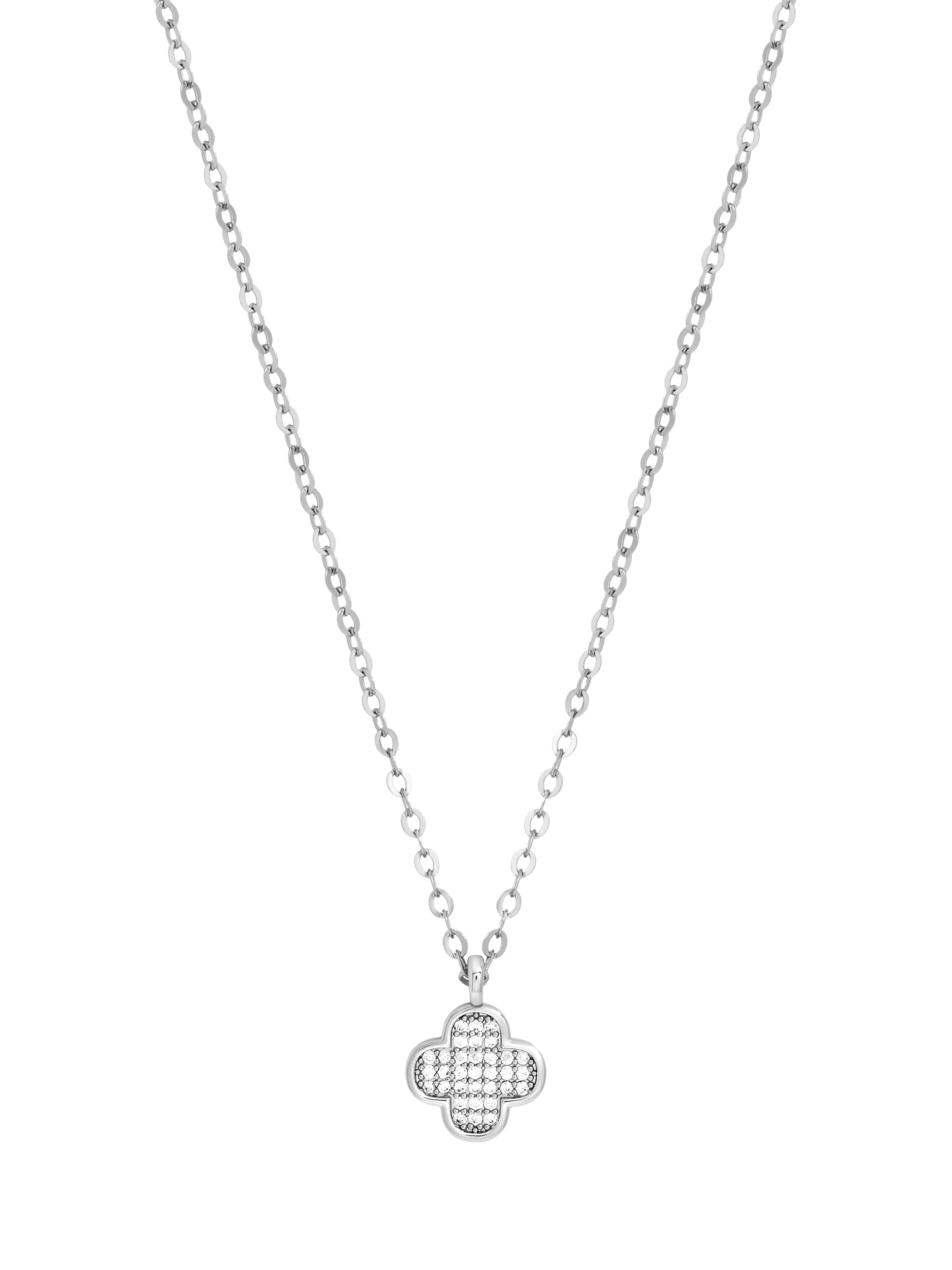 Product image 1 of 4, which shows Jon Richard Micro Pave Clover Pendant, Silver
