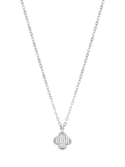 Jon Richard Micro Pave Clover Pendant, Silver, Silver