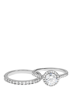 Jon Richard Halo Engagement Ring Set, Silver, Silver