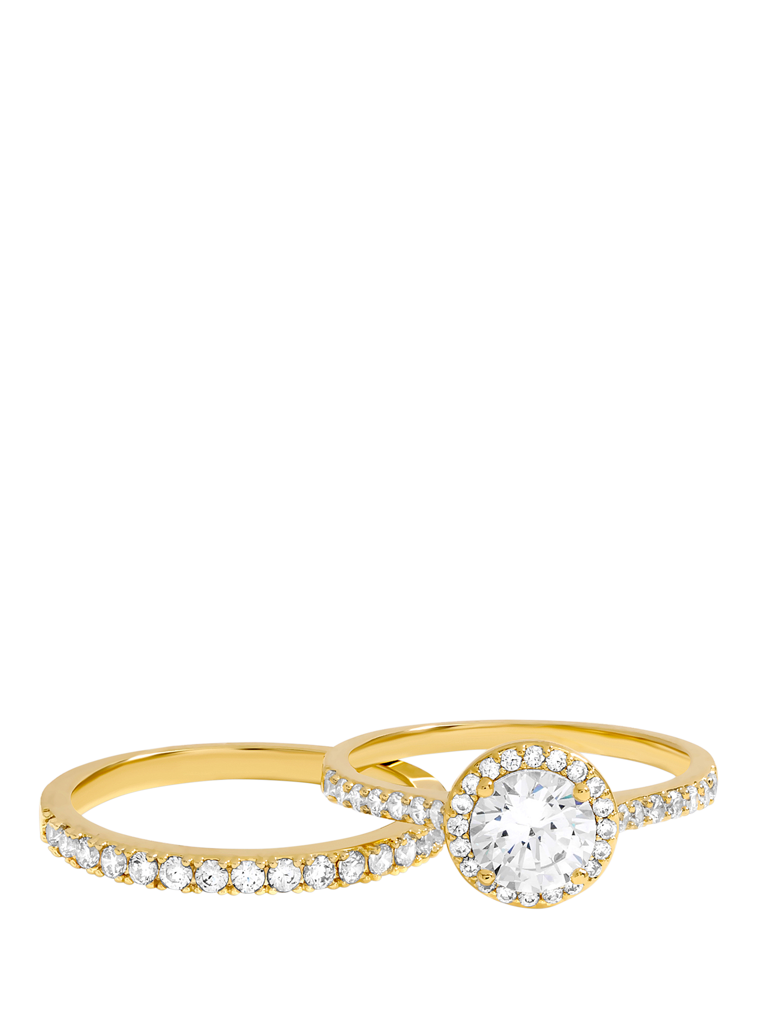 Product image 1 of 2, which shows Jon Richard Crystal Halo Engagement Ring Set, Gold, S