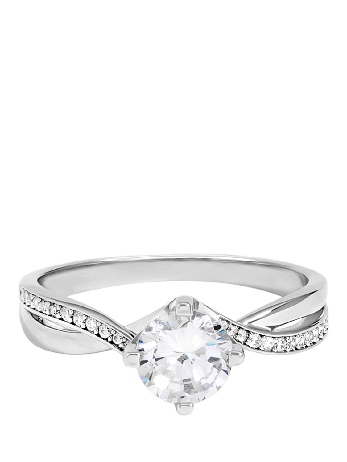 Product image 1 of 2, which shows Jon Richard Solitaire Twist Band Engagement Ring, Silver