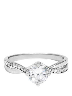 Jon Richard Solitaire Twist Band Ring, Silver, Silver