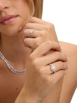 Jon Richard Solitaire Twist Band Engagement Ring, Silver - view 2, Silver