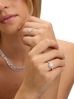 Jon Richard Statement Crystal Engagement Ring, Silver - view 2, Silver