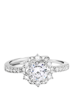 Jon Richard Statement Crystal Engagement Ring, Silver, Silver