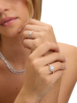 Jon Richard Statement Crystal Engagement Ring, Silver - view 2, Silver