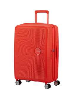 American Tourister SoundBox 4-Wheel Spinner 67cm Expandable Medium Suitcase, Neon Orange