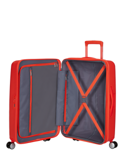 American Tourister SoundBox 4-Wheel Spinner 67cm Expandable Medium Suitcase - view 2, Neon Orange