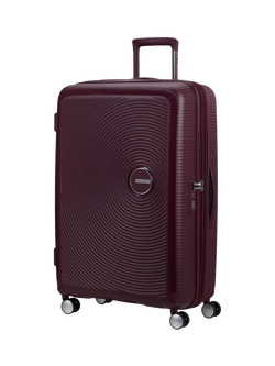 American Tourister SoundBox 4-Wheel Spinner 77cm Expandable Large Suitcase, Wild Cherry