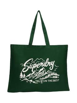 Superdry Cotton Tote Bag, Enamel Green/Optic White