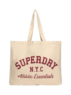 Superdry Cotton Tote Bag, Brown/Red