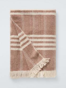 John Lewis Herringbone Woven Wool Throw, Auburn
