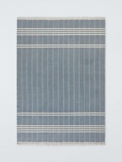 John Lewis Herringbone Woven Wool Throw - view 2, Blue