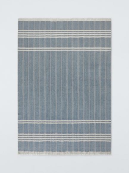 John Lewis Herringbone Woven Wool Throw - view 2, Blue