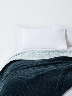 John Lewis Hidcote Quilted Bedspread, Myrtle Green, Dark Blue