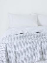 John Lewis Striped Cotton Bedspread, Blue