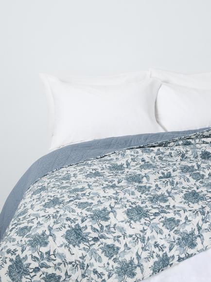 John Lewis Floral Quilt, Blue, Blue