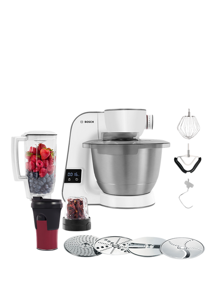 Bosch MUM5XW49GB 8-in-1 Stand Mixer Scale & Coffee Grinder, White, White