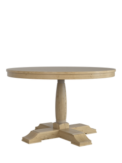 Laura Ashley Wellington 4-6 Seater Round Extending Dining Table, Washed Oak, Oak