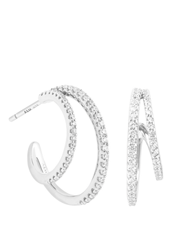Astrid & Miyu Illusion Crystal Hoop Earrings, Silver, Silver