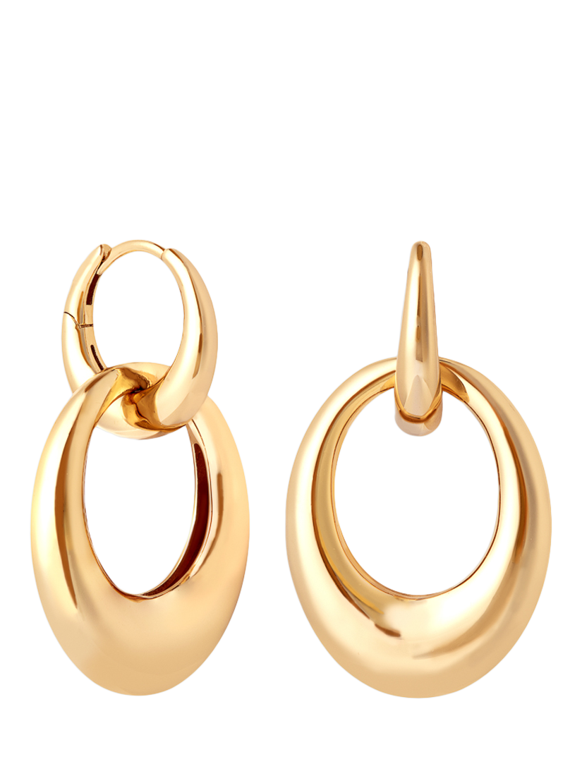 Product image 1 of 2, which shows Astrid & Miyu Dome Link Hoop Earrings, Yellow Gold
