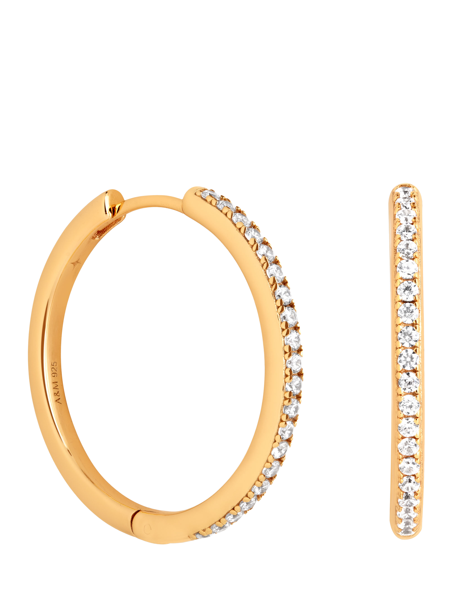 Product image 1 of 2, which shows Astrid & Miyu Essential Crystal Hoop Earrings, Yellow Gold/ Large