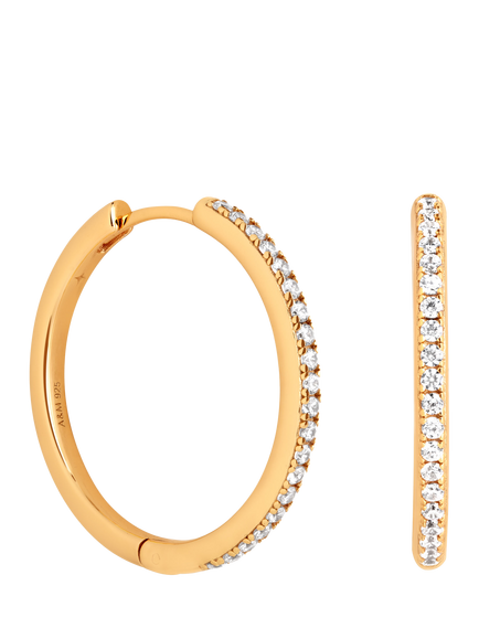 Astrid & Miyu Essential Crystal Hoop Earrings, Yellow Gold/ Large