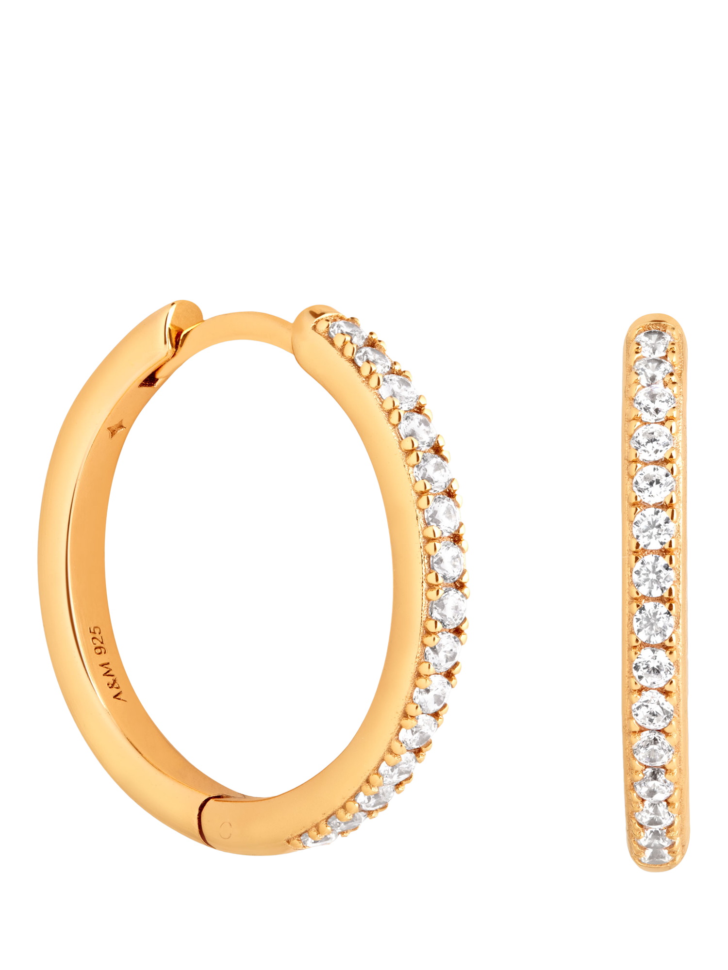 Product image 1 of 2, which shows Astrid & Miyu Essential Crystal Hoop Earrings, Yellow Gold/ Medium