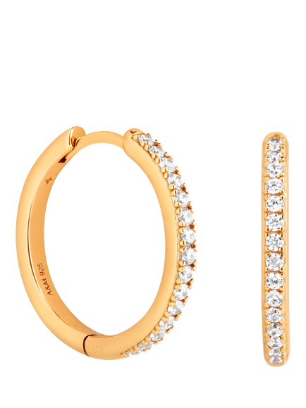 Astrid & Miyu Essential Crystal Hoop Earrings, Yellow Gold/ Medium