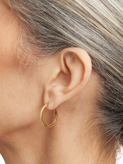 Astrid & Miyu Essential Crystal Hoop Earrings - view 2, Yellow Gold/ Medium