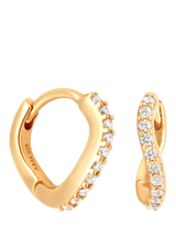 Astrid & Miyu Wave Crystal Huggie Earrings, Yellow Gold