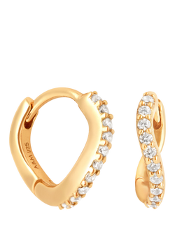 Astrid & Miyu Wave Crystal Huggie Earrings, Yellow Gold, Yellow Gold