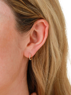 Astrid & Miyu Wave Crystal Huggie Earrings, Yellow Gold - view 2, Yellow Gold