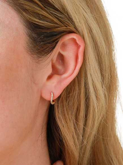 Astrid & Miyu Wave Crystal Huggie Earrings, Yellow Gold - view 2, Yellow Gold