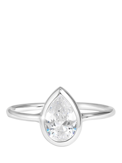 Simply Silver Chunky Polished Pear Ring, M, Silver