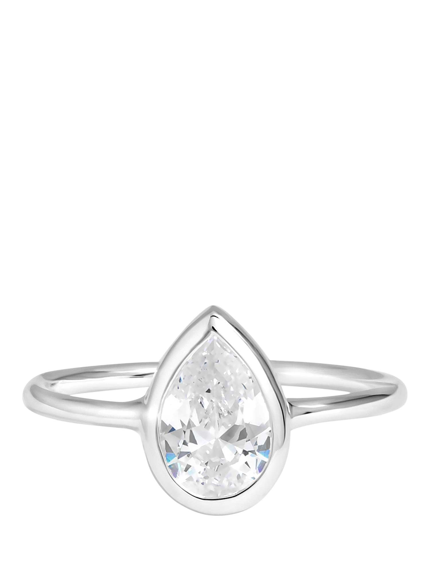 Product image 1 of 2, which shows Simply Silver Cubic Zirconia Pear Ring, XL