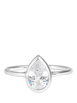 Simply Silver Cubic Zirconia Pear Ring, Silver