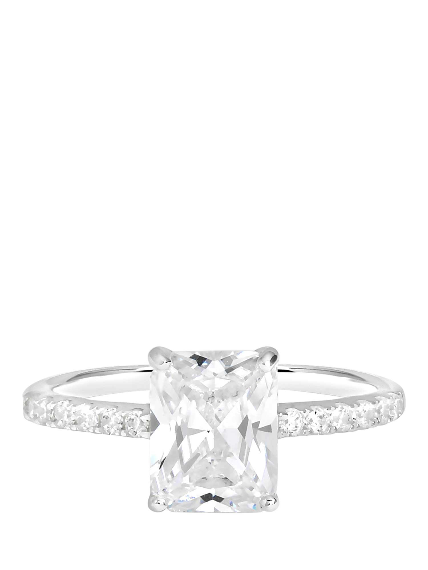 Product image 1 of 4, which shows Simply Silver Cubic Zirconia Emerald Cut Engagement Ring, L