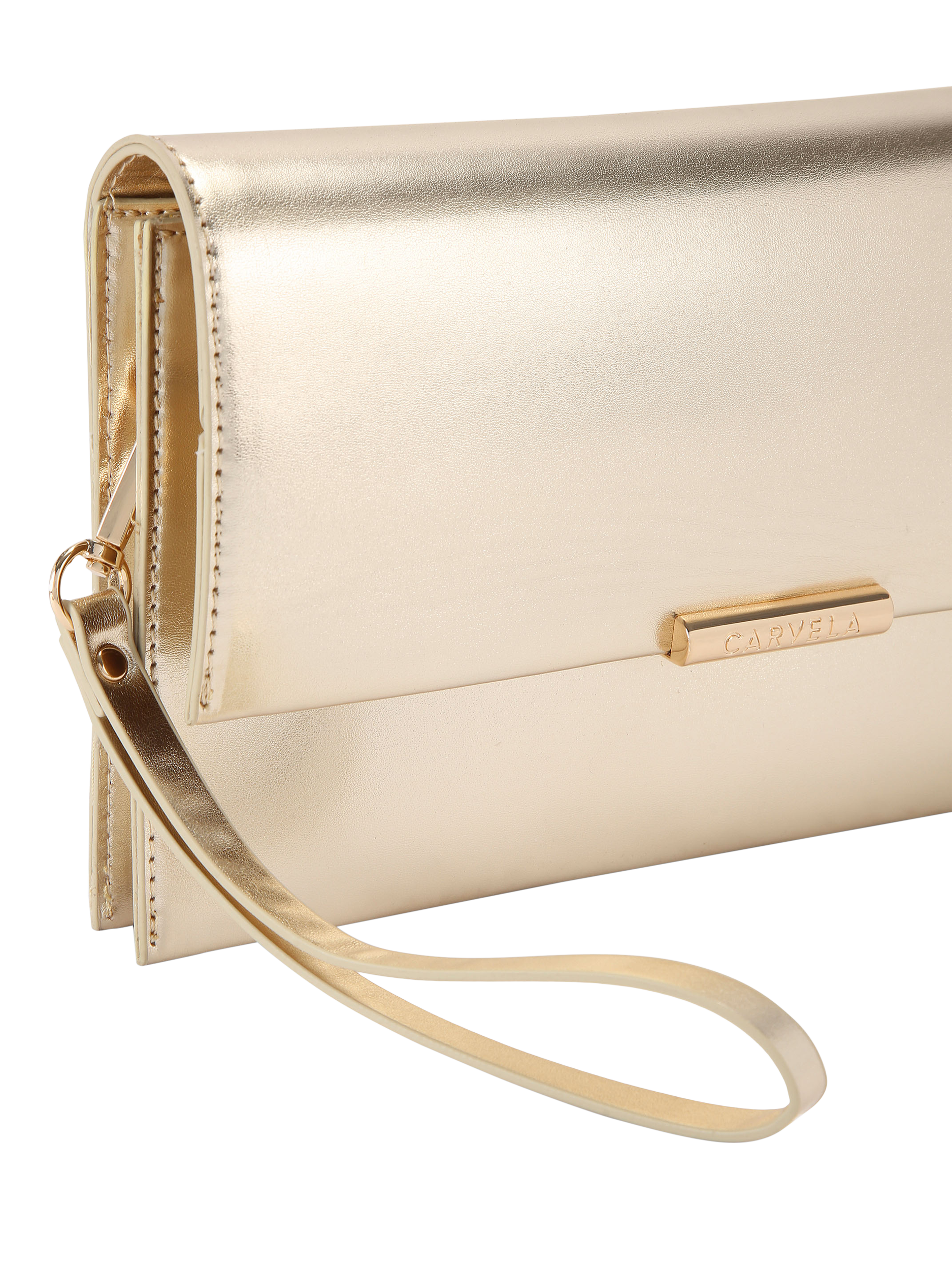 Product image 6 of 6, which shows Carvela Caterina Clutch Bag, Gold