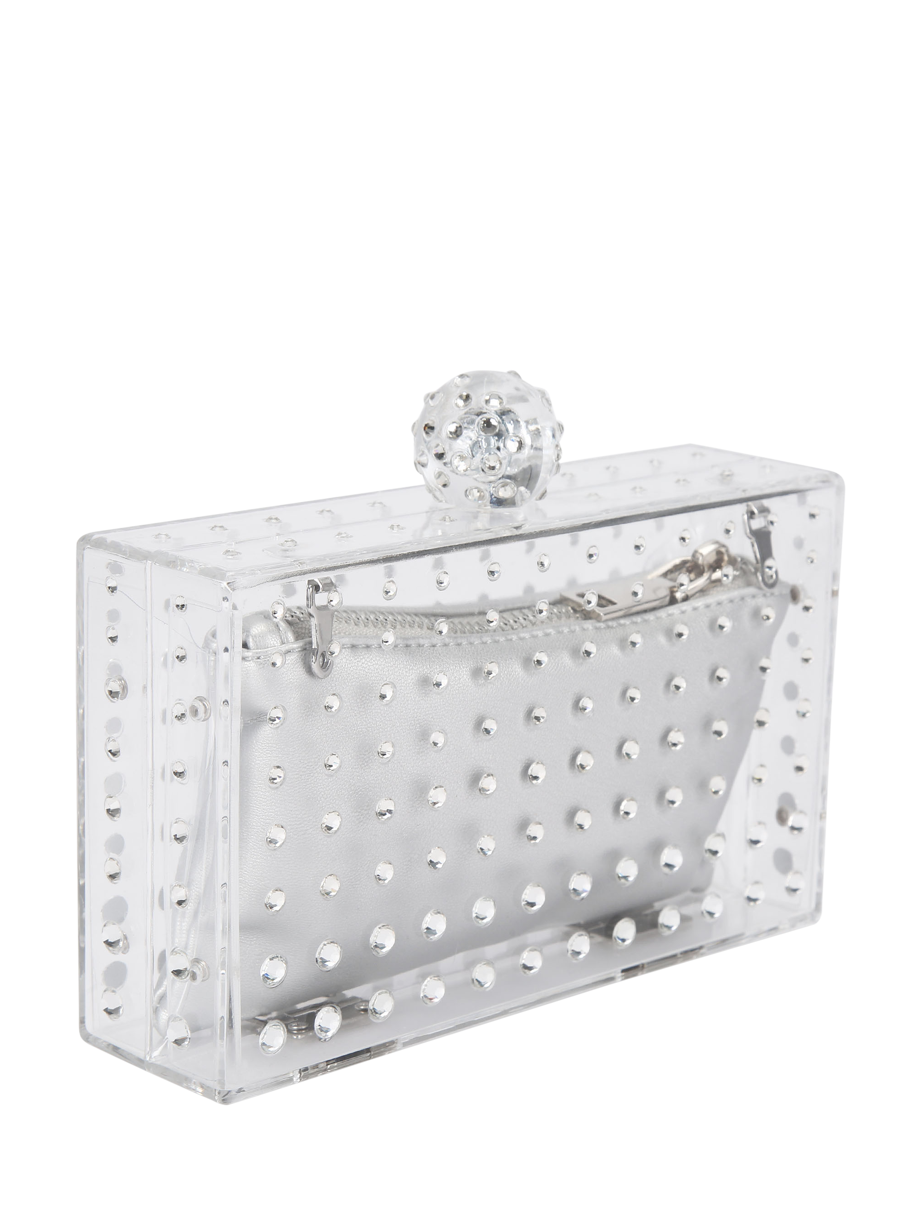 Product image 3 of 4, which shows Carvela Cristallo Embellished Clutch Bag, Silver