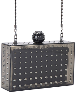 Carvela Cristallo Embellished Clutch Bag - view 2, Black