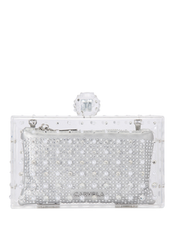 Carvela Cristallo Embellished Clutch Bag, Silver, Silver