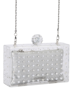 Carvela Cristallo Embellished Clutch Bag, Silver - view 2, Silver