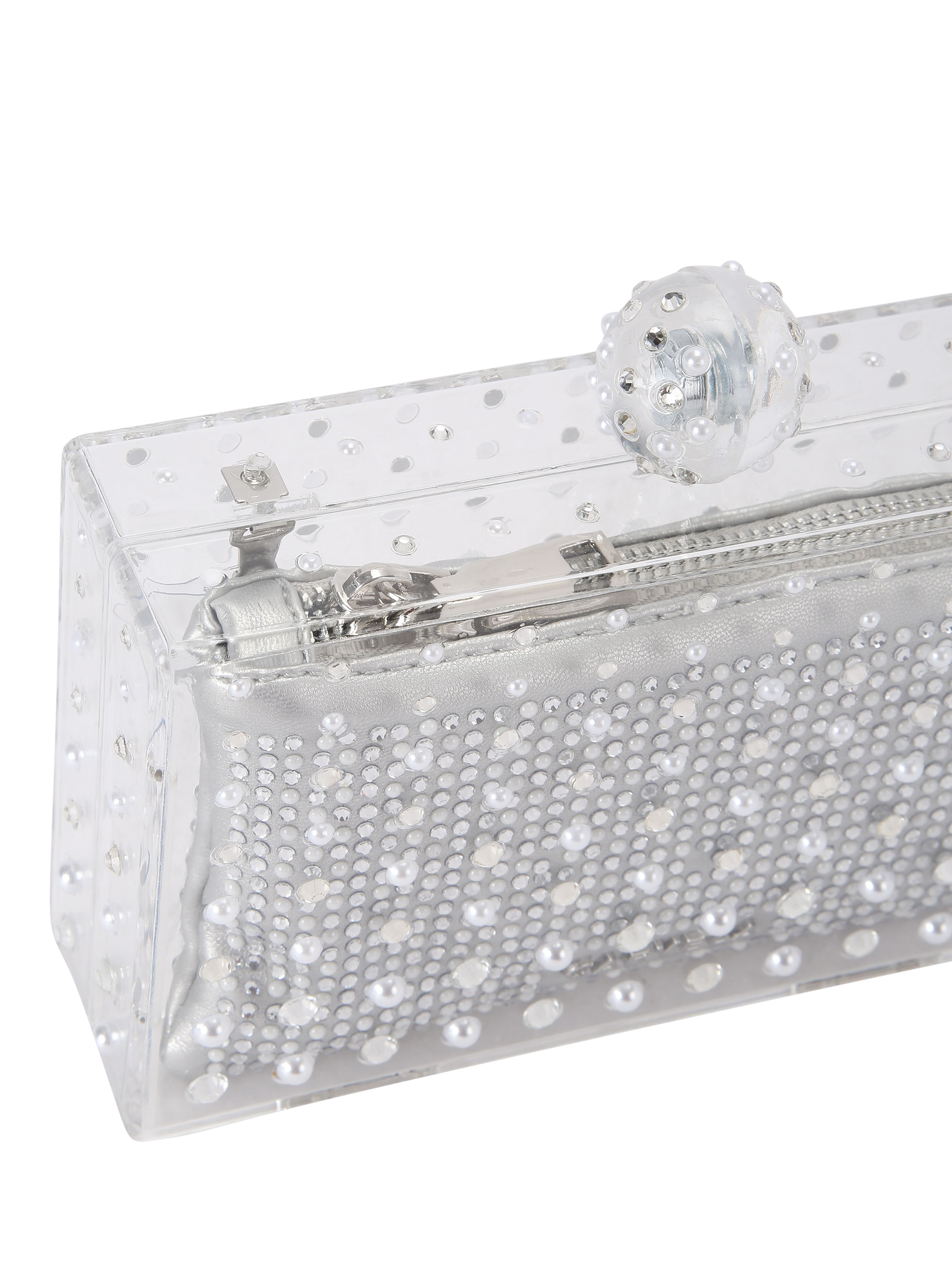 Product image 4 of 4, which shows Carvela Cristallo Embellished Clutch Bag, Silver